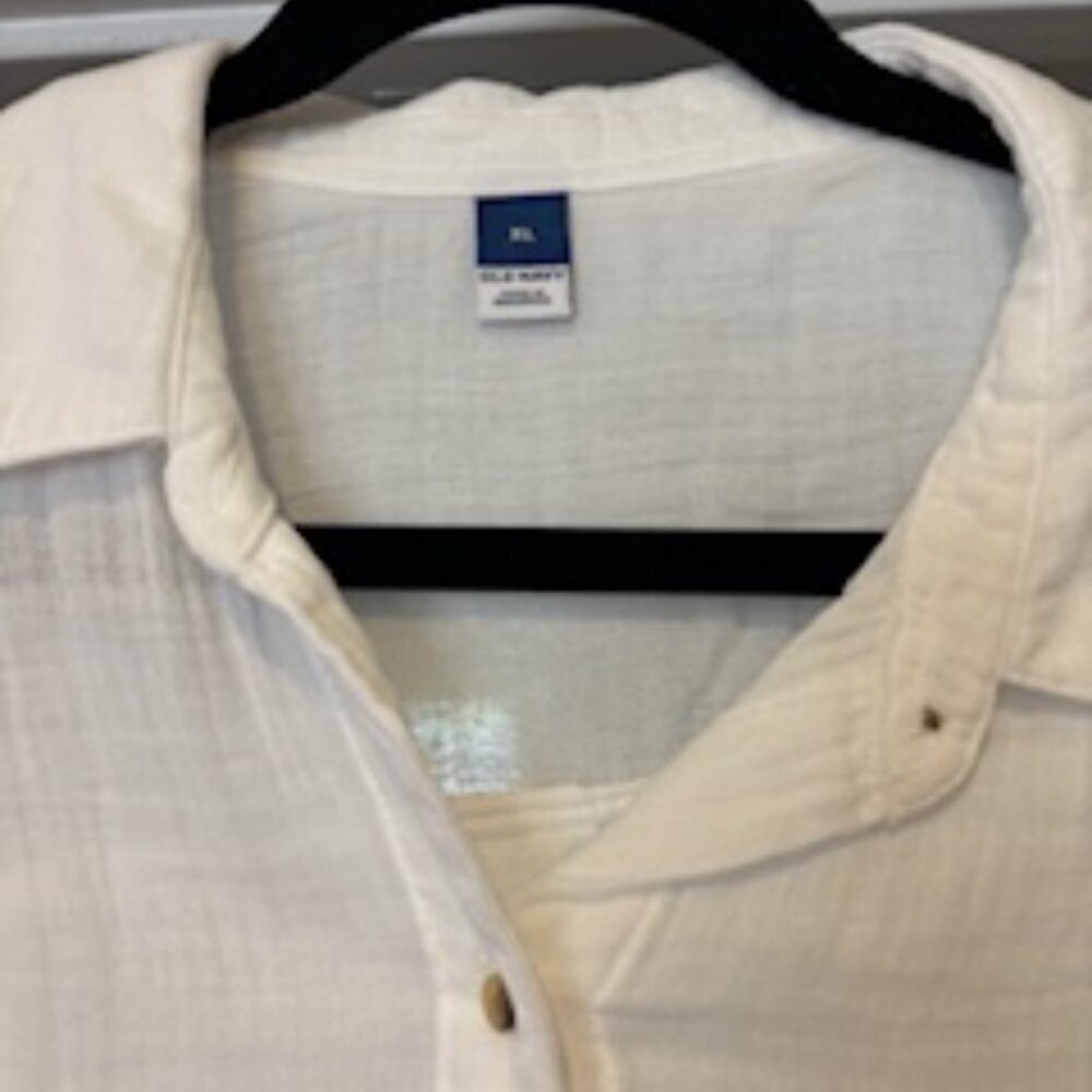 White Crinkle Gauze Loose Button-Down Shirt - XL - NWT - Picture 4 of 5